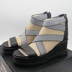 NEW Sorel Joanie III Sport Strap Wedge Sandals Women's 9 Black White